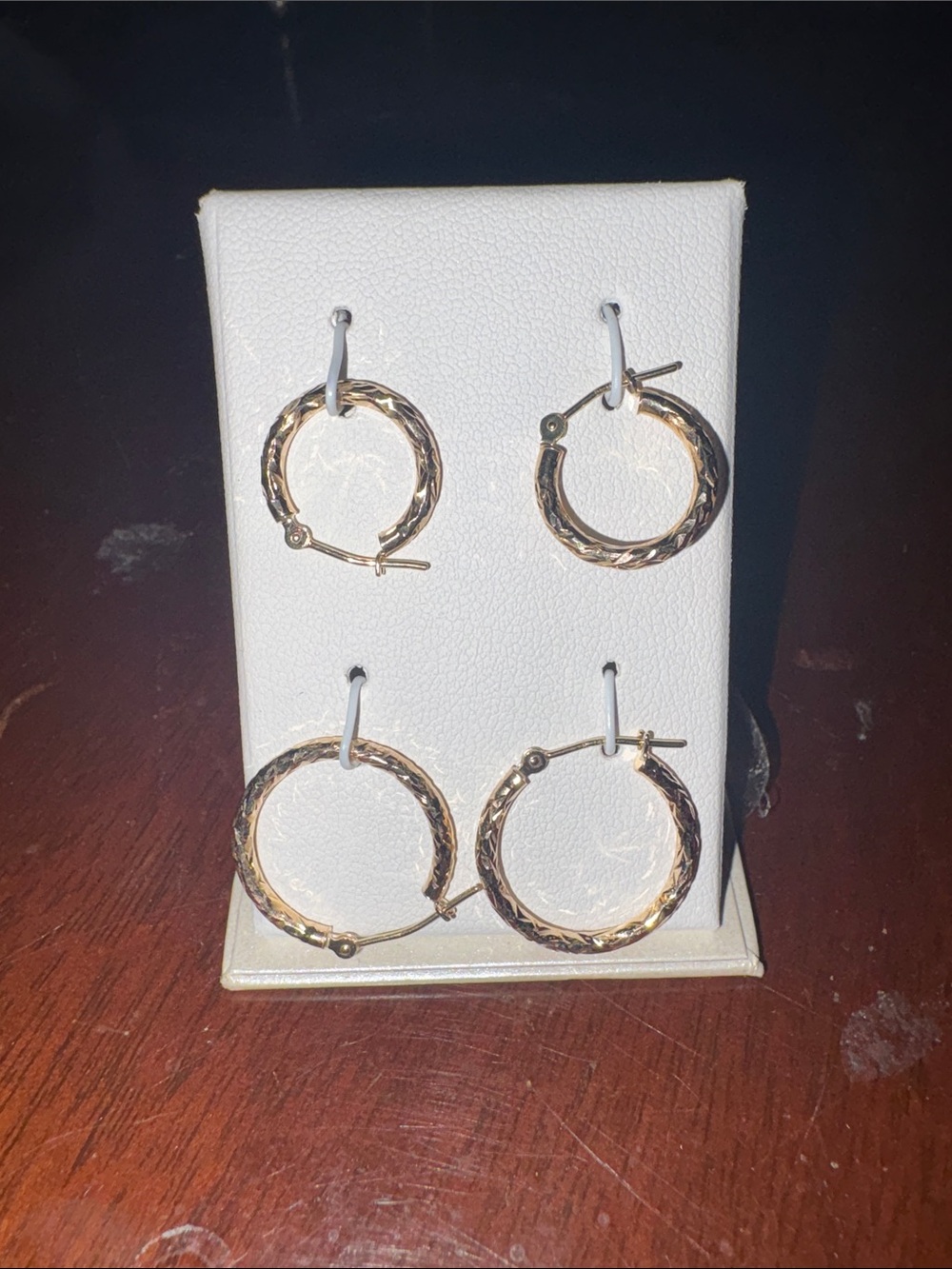 Classic 14K Textured Hoop Earrings Set - Women's Jewelry